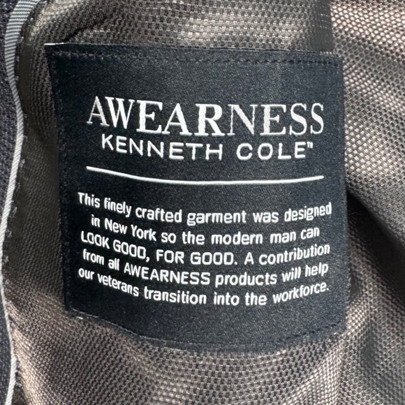 Kenneth Cole AWEARNESS Men's 48R Navy Blue Plaid Slim Fit Blazer Jacket - Picture 5 of 12